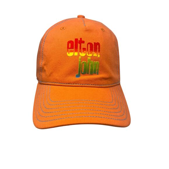Elton John Hat Men's Adjustable One Size Orange Rainbow Logo Las Vegas New - Picture 10 of 10